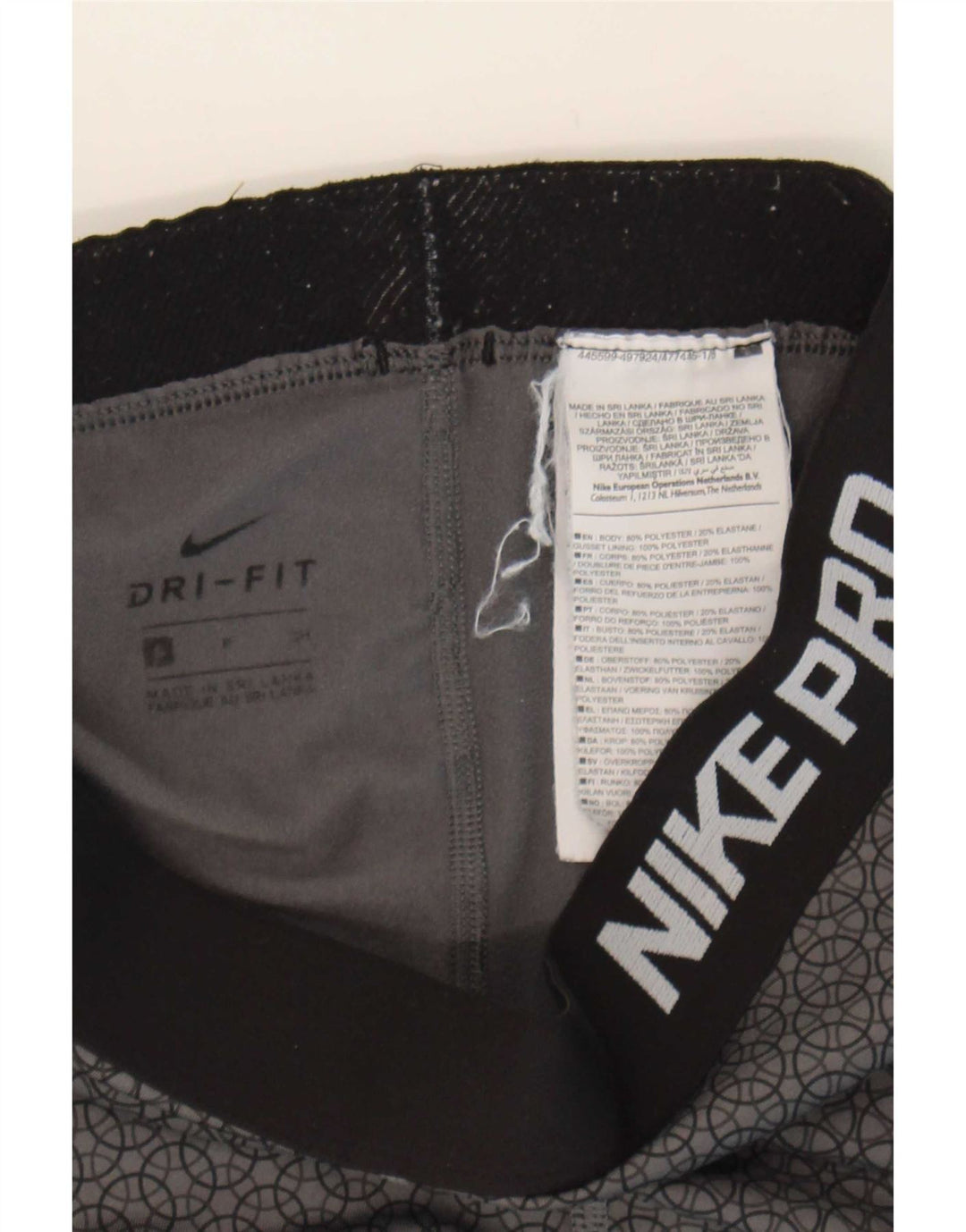 Nike Dame Dri Fit Grafiske Leggings UK 8 Small Grå Geometrisk Polyester
