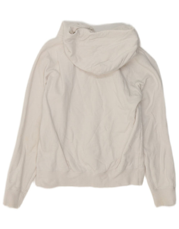 Champion Womens Crop Graphic Hoodie Jumper UK 6 XS Hvid Bomuld