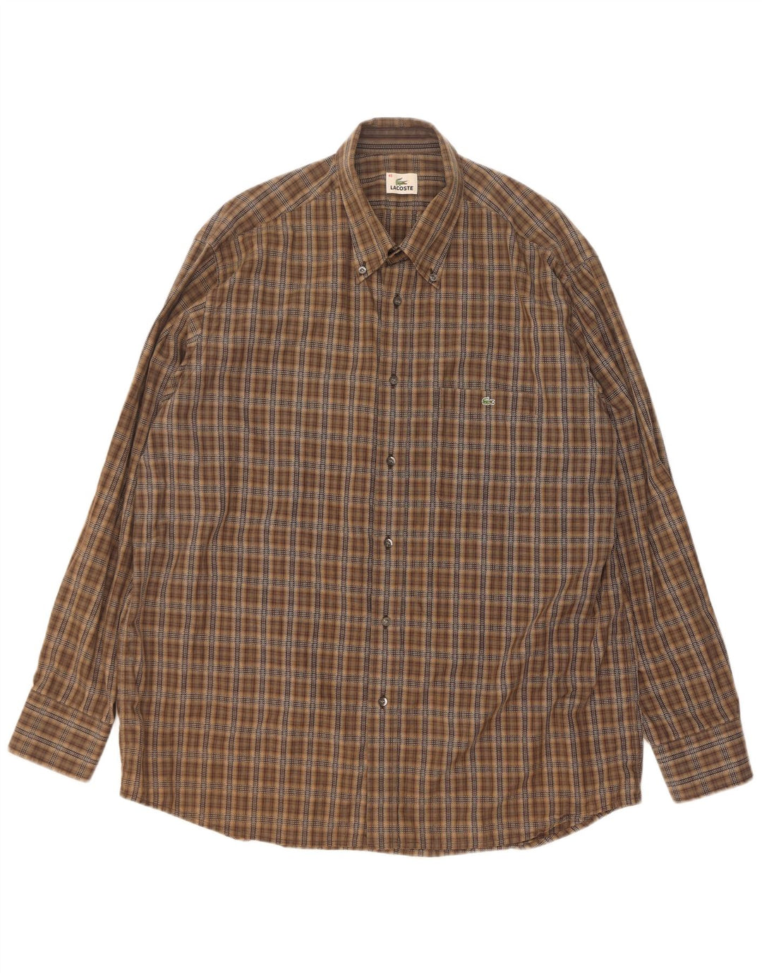 Lacoste herreskjorte str. 45 XL brun ternet bomuld