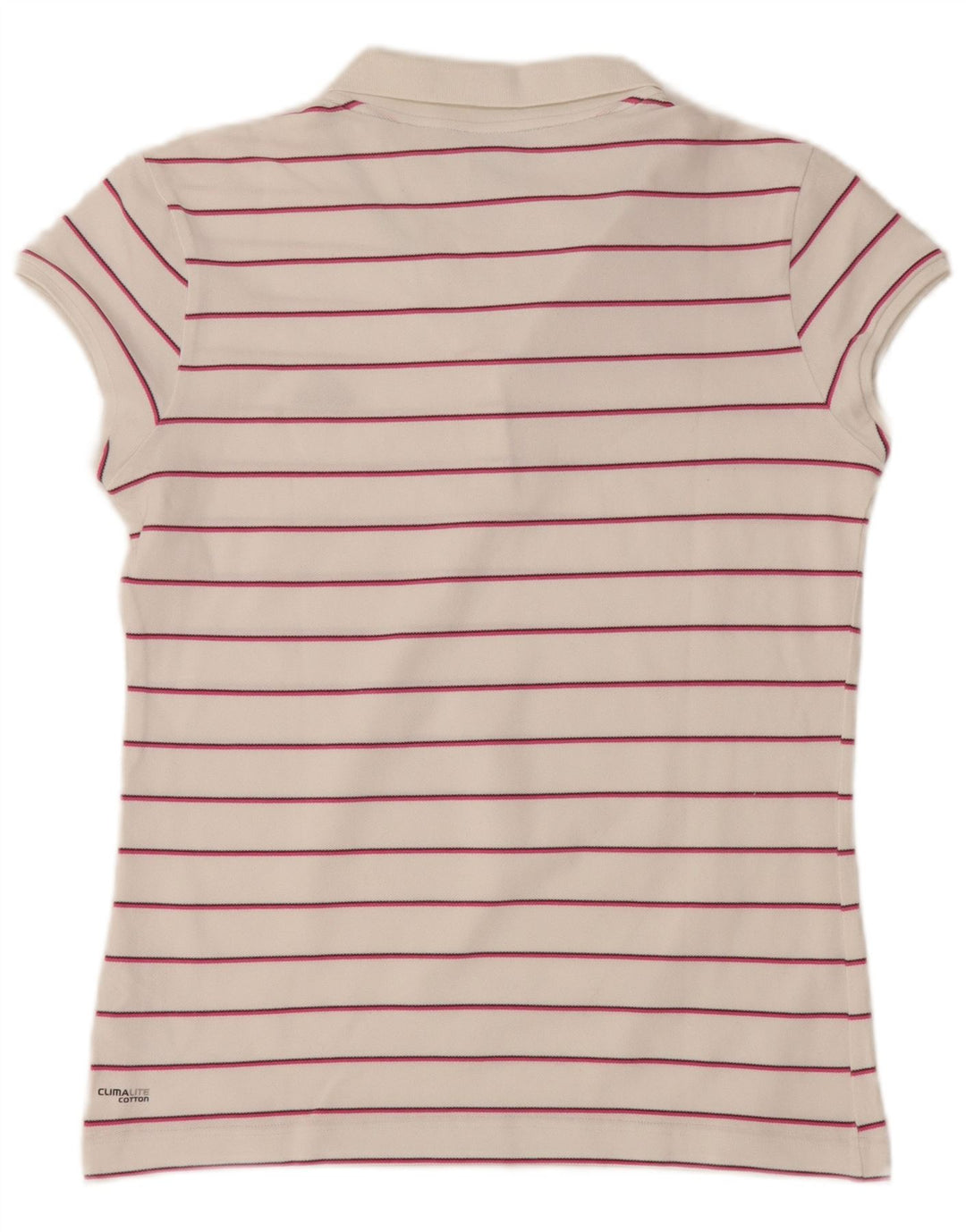 ADIDAS Dame Clima 365 Polo Shirt UK 16 Stor hvid stribet bomuld