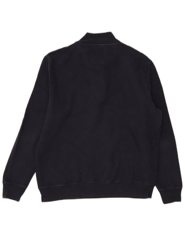 Barbour Dame Zip Neck Sweatshirt Jumper UK 16 Large Navy Blue Bomuld