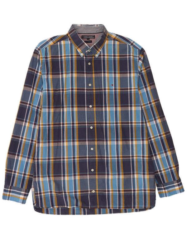 Tommy Hilfiger Herre New York Fit skjorte XL marineblå ternet bomuld