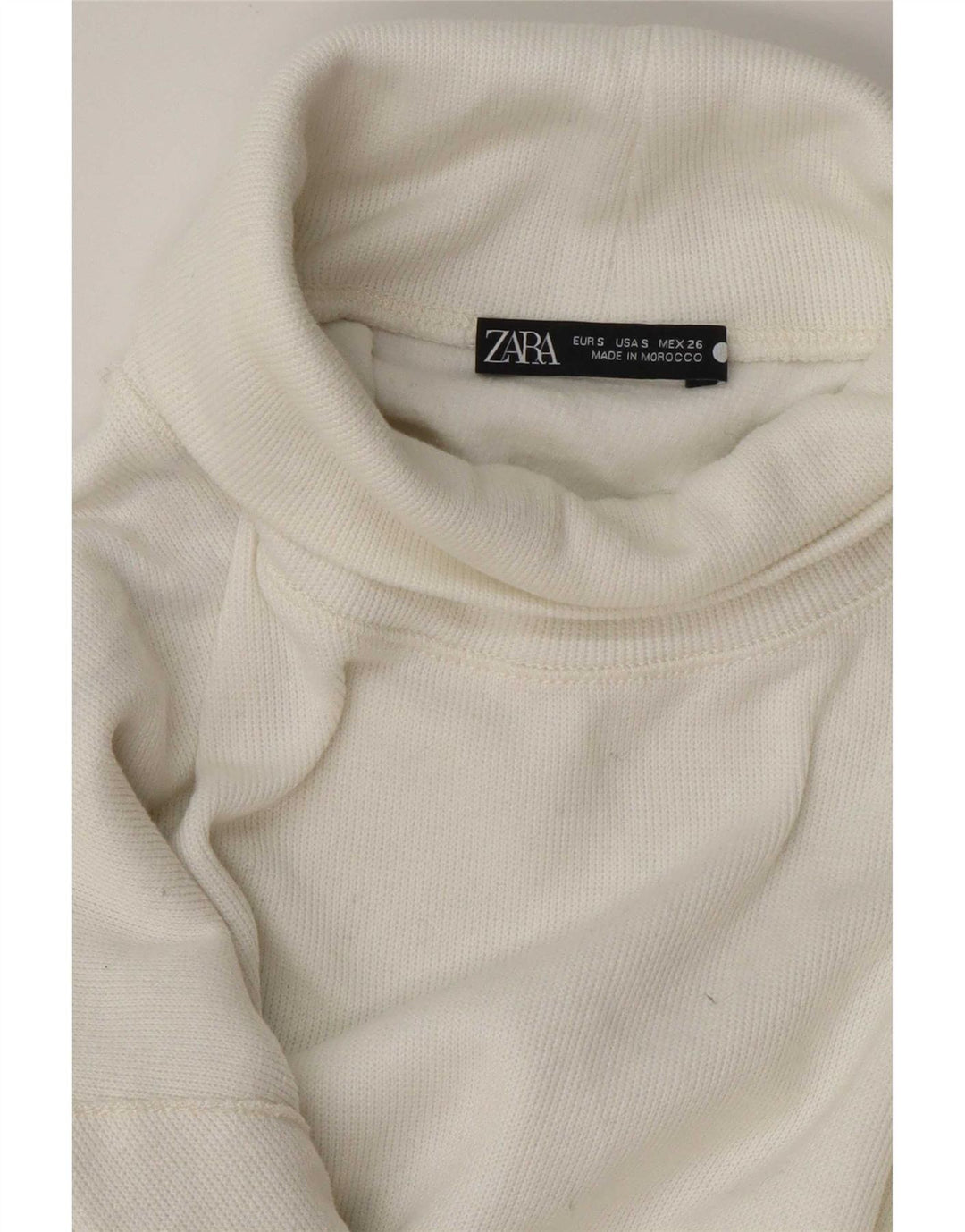 Zara Womens Crop Oversized Roll Neck Jumper Sweater UK 10 Small White