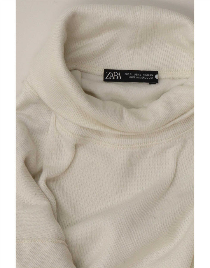 Zara Womens Crop Oversized Roll Neck Jumper Sweater UK 10 Small White