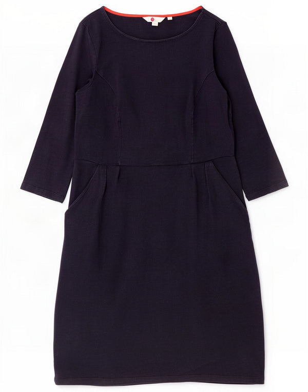 Boden Dame 3/4 Ærmet Skift Kjole UK 12 Medium Navy Blue Bomuld