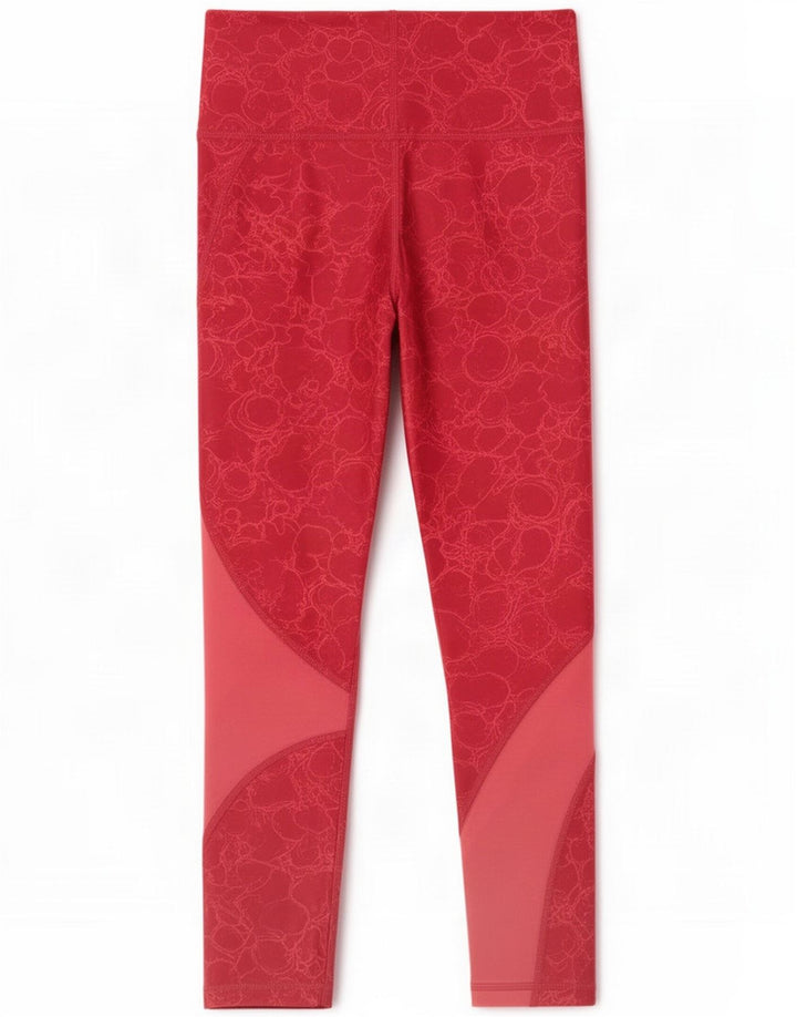 Under Armour Dame Heat Gear Abstrakt Mønster Leggings UK 12 Medium Red