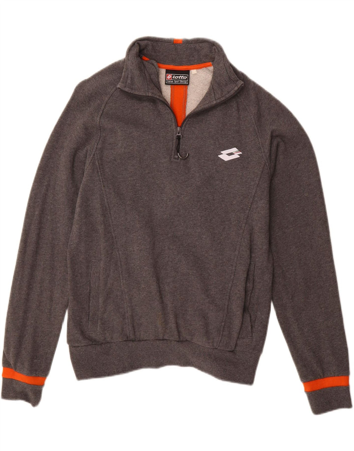 LOTTO Mens Zip Neck Sweatshirt Jumper Medium Grey Cotton Vintage Lotto and Second-Hand Lotto from Messina Hembry 