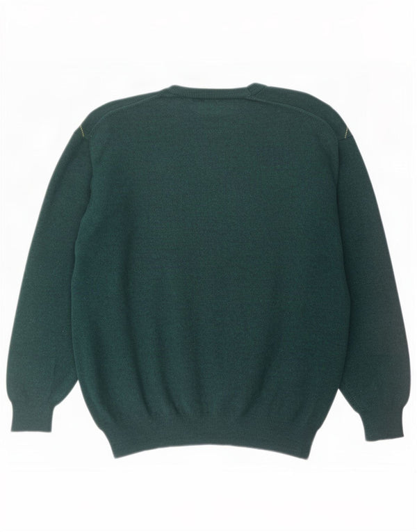 Vintage Herre Crew Neck Jumper Sweater Medium Green Argyle/Diamond