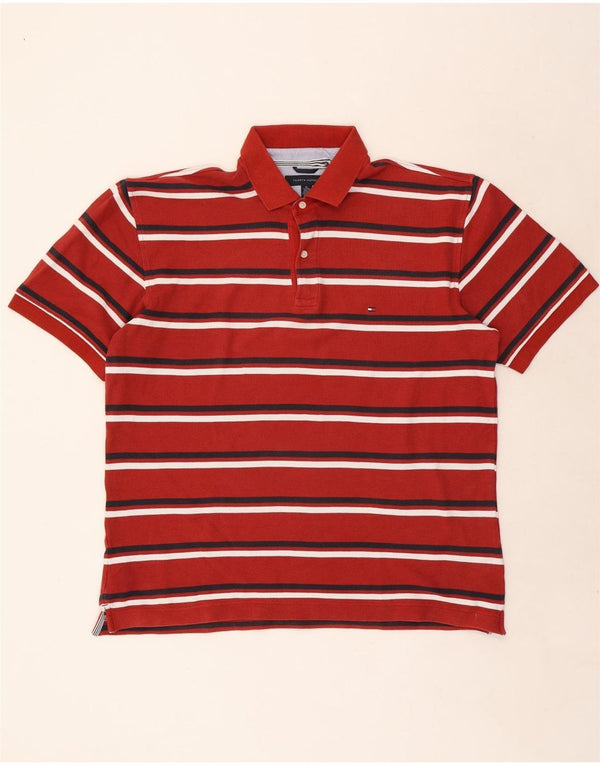 Tommy Hilfiger herre poloshirt XL rødstribet bomuld