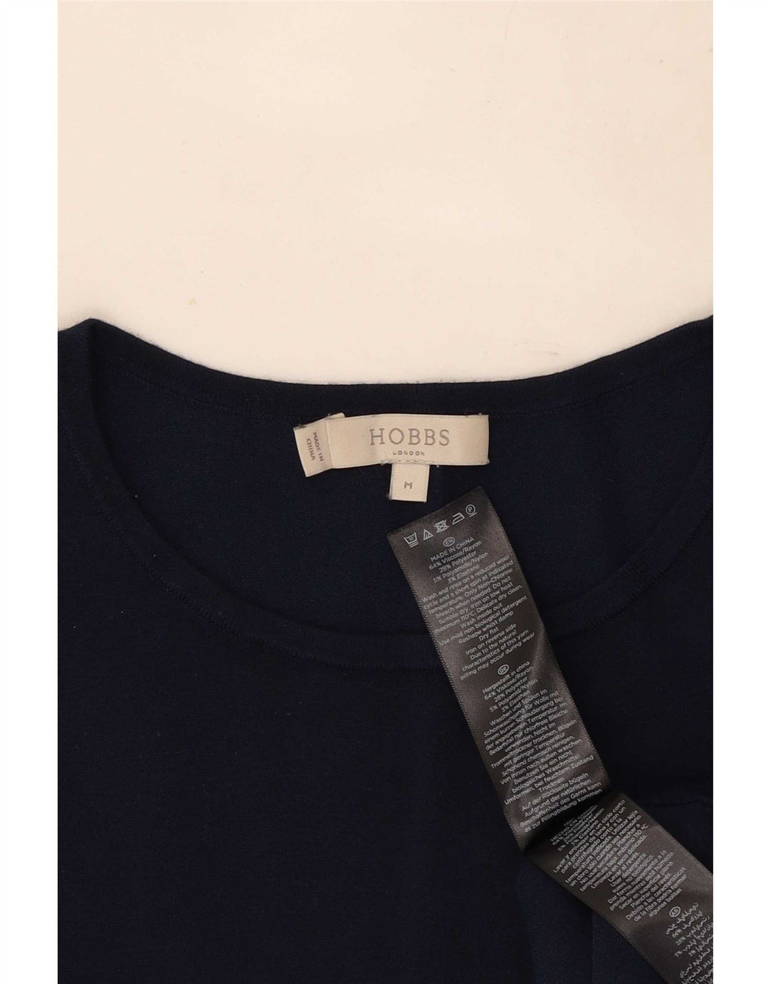 Hobbs Dame Off Shoulder Top 3/4 ærmer UK 12 Medium Navy Blue Viscose