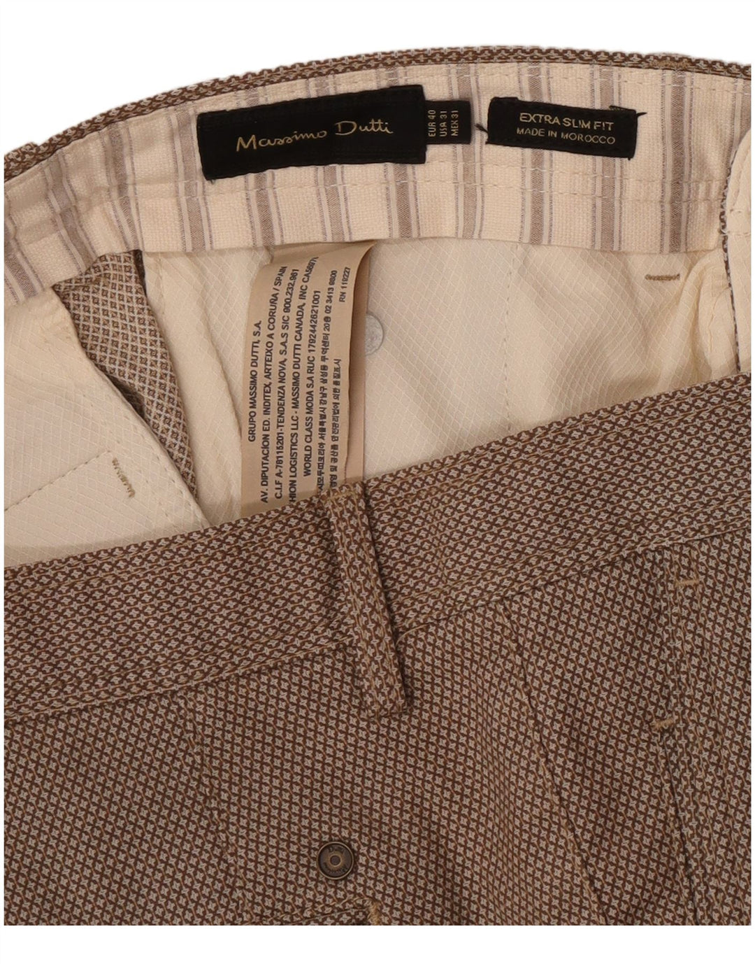 Massimo Dutti Herre Chinobukser EU 40 Medium W31 L27 Brun Geometrisk