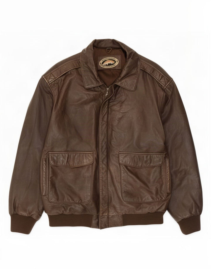 Orvis Herre Military Læderjakke UK 42 XL Brun