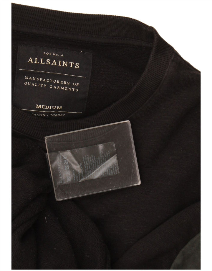 All Saints Herre Sweatshirt Jumper Medium Sort Colourblock Bomuld