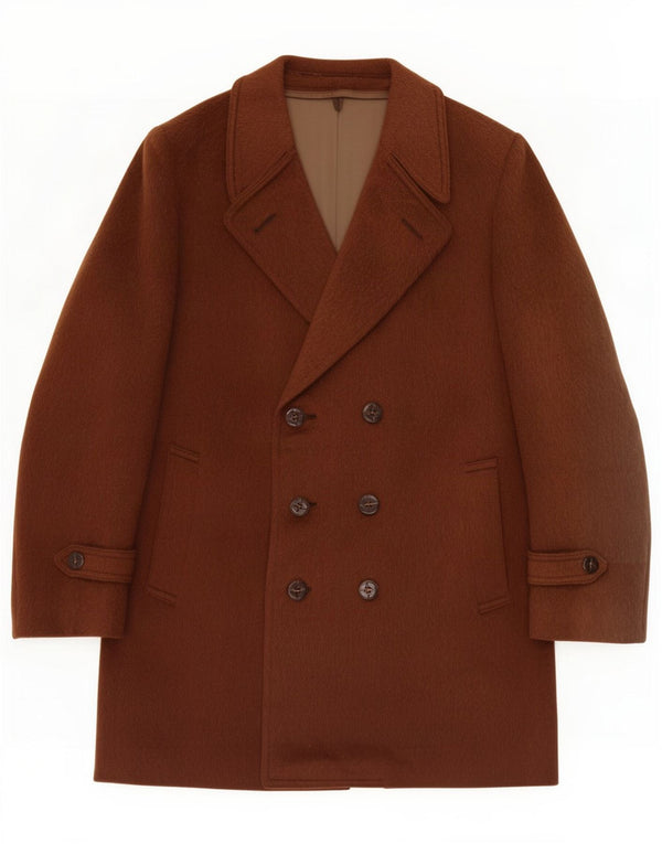 Facis Mens Double Breasted Coat UK 38 Medium Brown