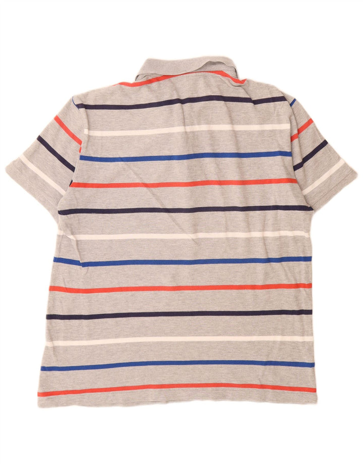 Benetton herre poloshirt XL gråstribet bomuld