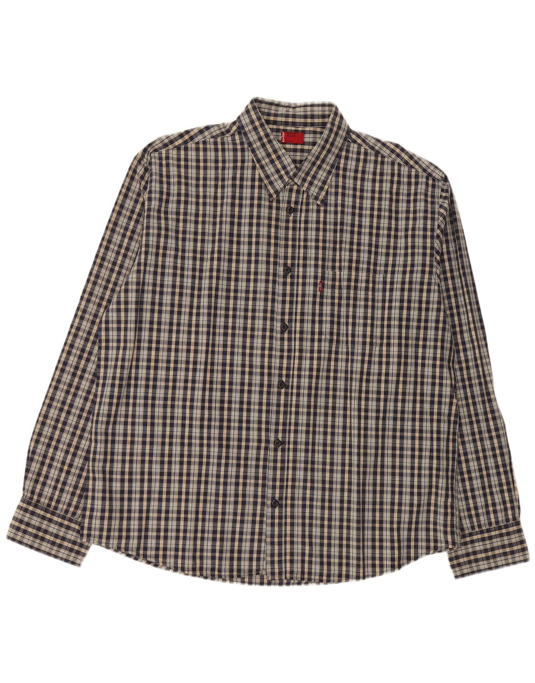 LEVI'S herreskjorte XL marineblå ternet polyester