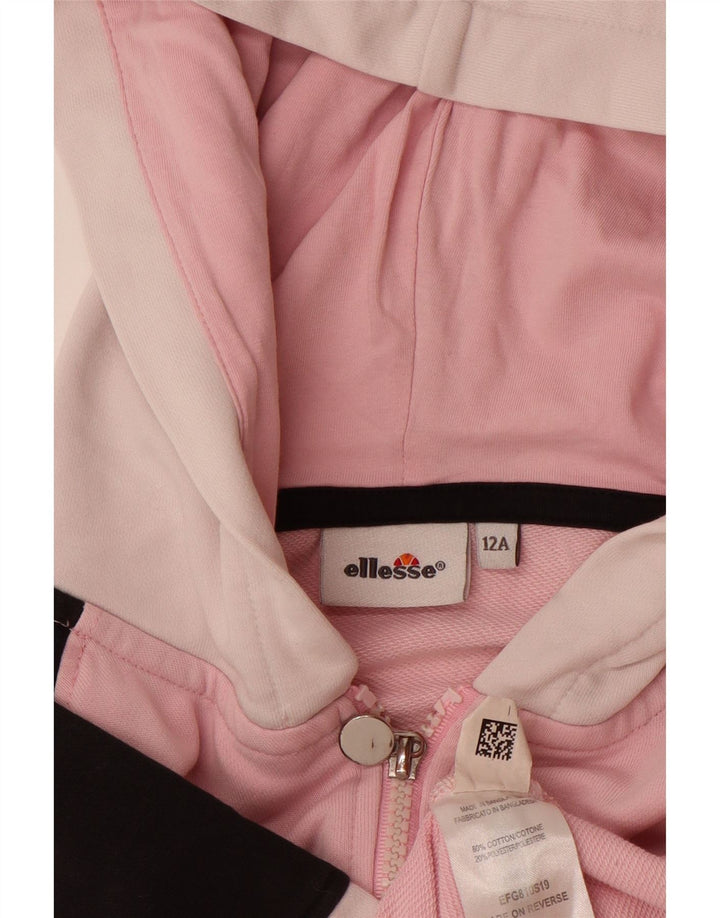 ELLESSE piger grafisk hættetrøje med lynlås 11-12 år Pink Colourblock