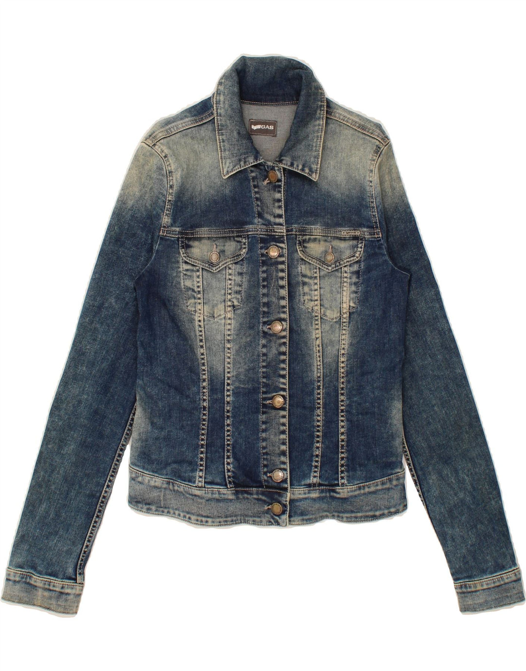 GAS Womens Crop Denim Jacket UK 10 Small Blue Cotton Vintage Gas and Second-Hand Gas from Messina Hembry 