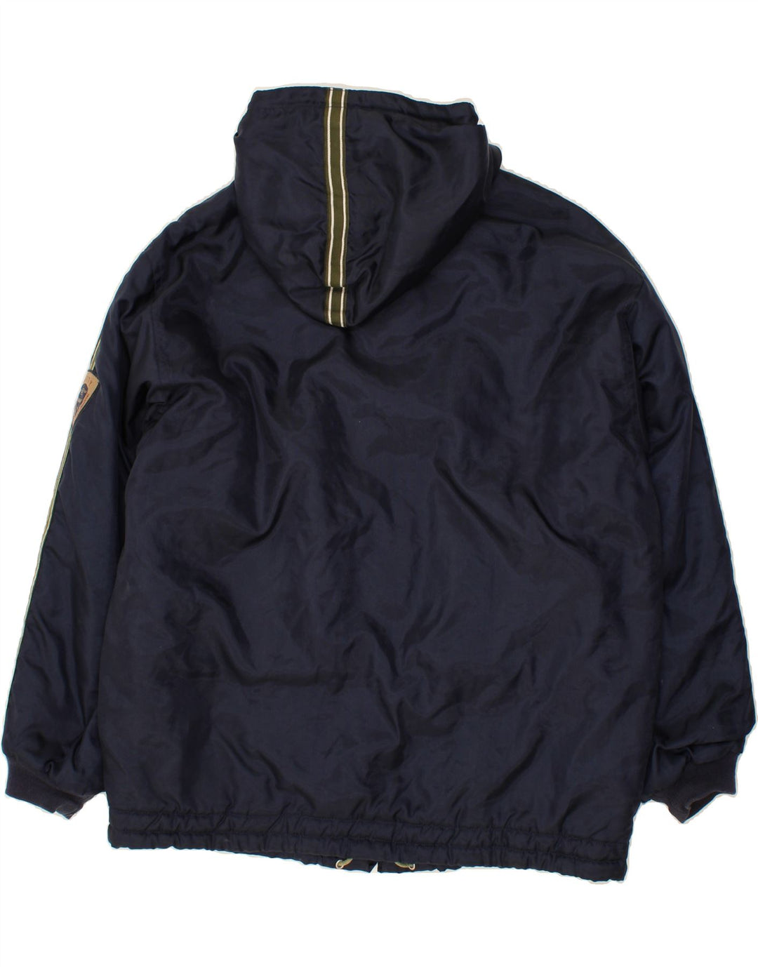 SAVVY Mens Hooded Bomber Padded Jacket UK 40 Large Navy Blue Nylon Vintage Savvy and Second-Hand Savvy from Messina Hembry 