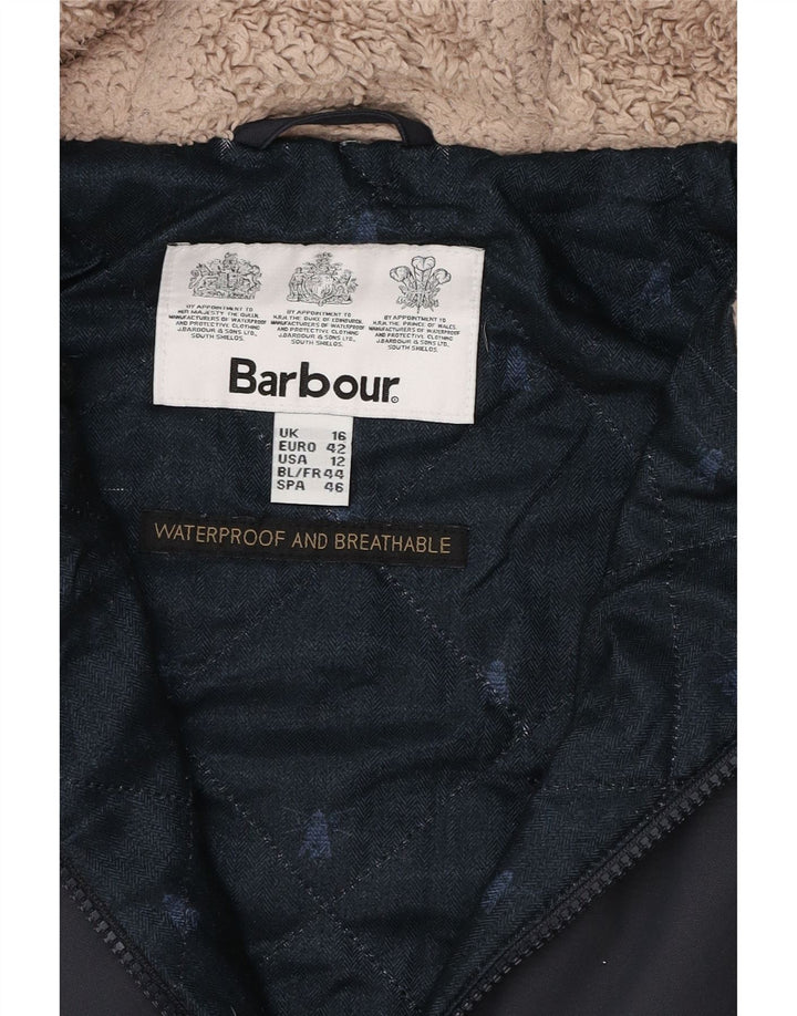 Barbour Dame Hooded Parka Jacket UK 16 Large Navy Blue