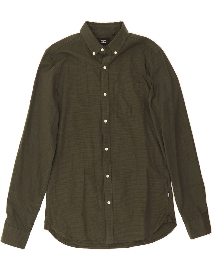 SUPERDRY Mens Shirt Small Khaki Check Cotton Vintage Superdry and Second-Hand Superdry from Messina Hembry 