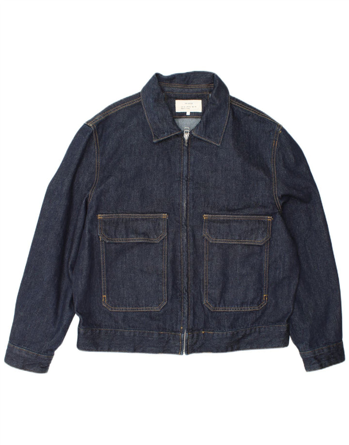 Zara Herre denimjakke UK 42 XL Navy Blue Polyester