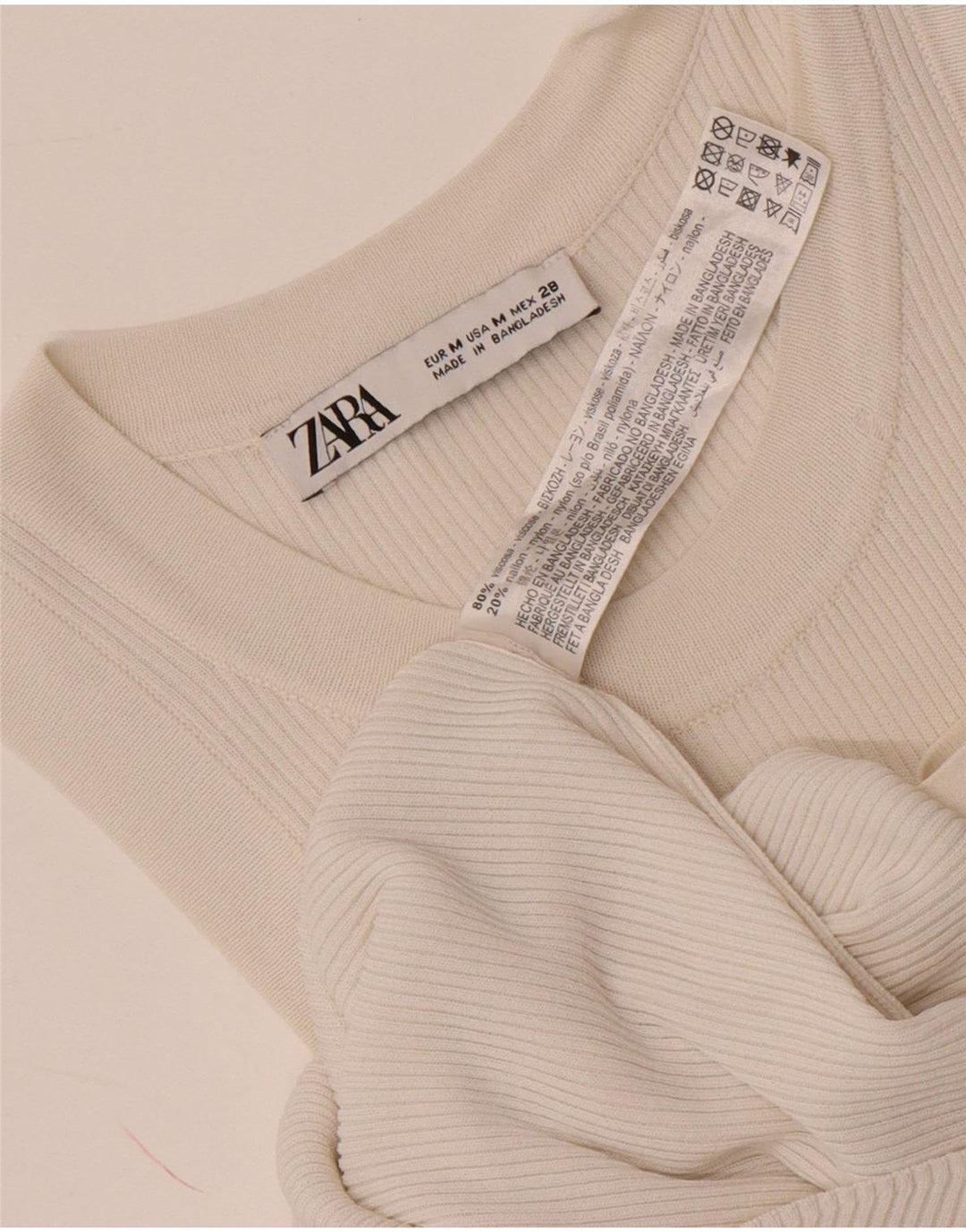 Zara Damevest Top UK 12 Medium White Viscose