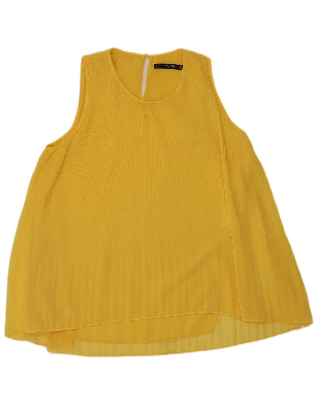 Zara Dame ærmeløs bluse Top UK 16 Stor Gul Polyester