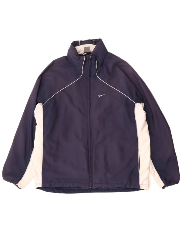 Nike Regnjakke med hætte til mænd UK 45/47 XL Navy Blue Colourblock