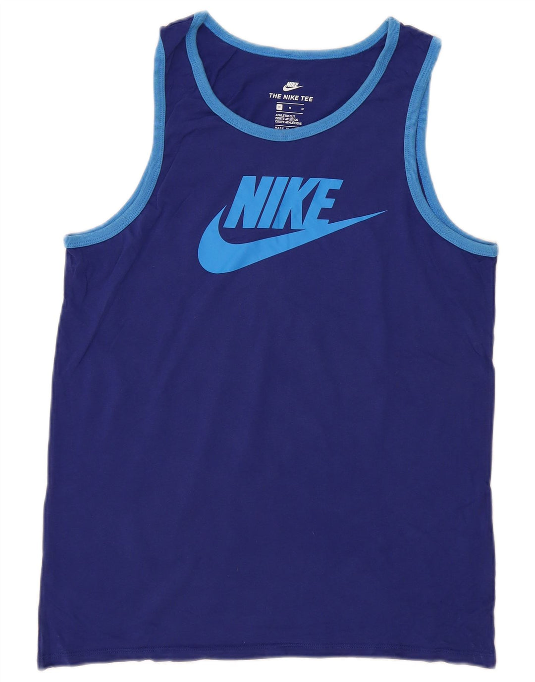 NIKE Herre Athletic Cut Grafisk Vest Top Medium Blue Bomuld
