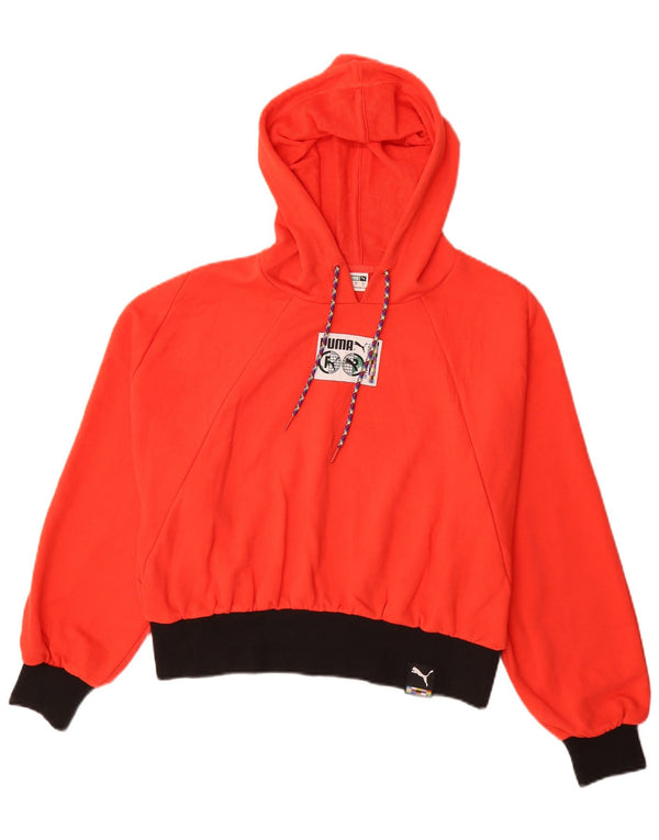 Puma Graphic Oversized Hoodie Jumper UK 10 Small Red Colourblock