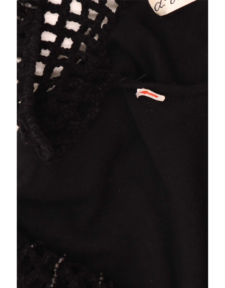Di Bari Dame Oversized Longline Hætte Cardigan Top EU 40 Medium Sort