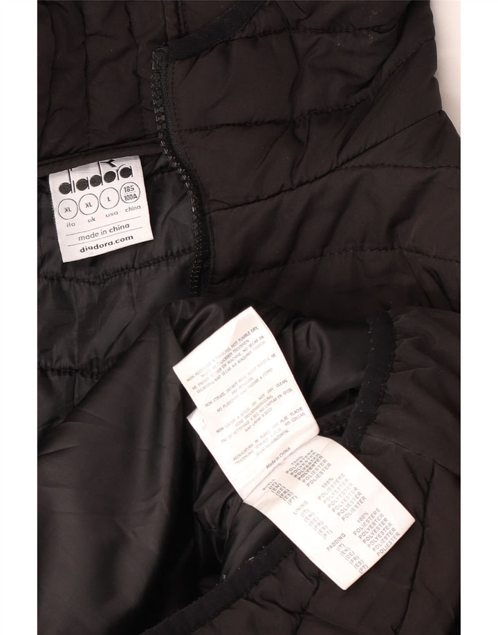 Diadora Herre hættepolstret jakke UK 42 XL Sort Polyester