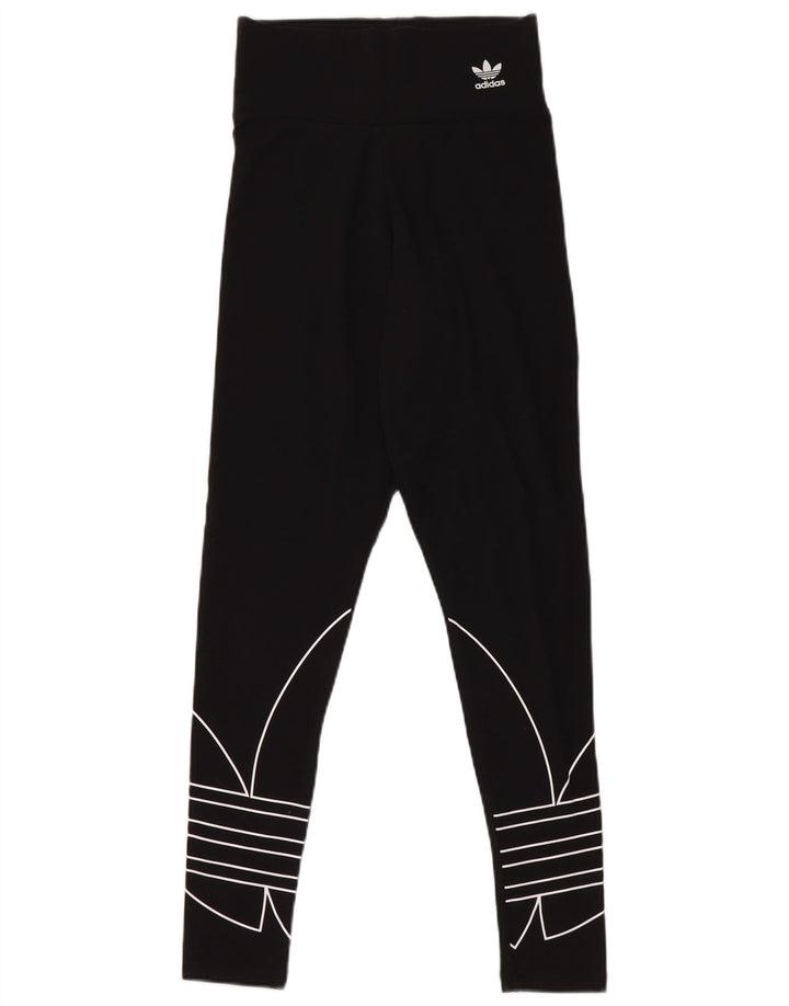 Adidas Dame Grafiske Leggings UK 8 Small Black Bomuld