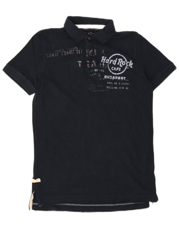 Hard Rock Cafe Herre Budapest Grafisk Polo Shirt Medium Sort Bomuld
