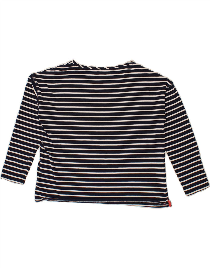 JOULES Womens Top Long Sleeve UK 12 Medium Navy Blue Striped Cotton Vintage Joules and Second-Hand Joules from Messina Hembry 