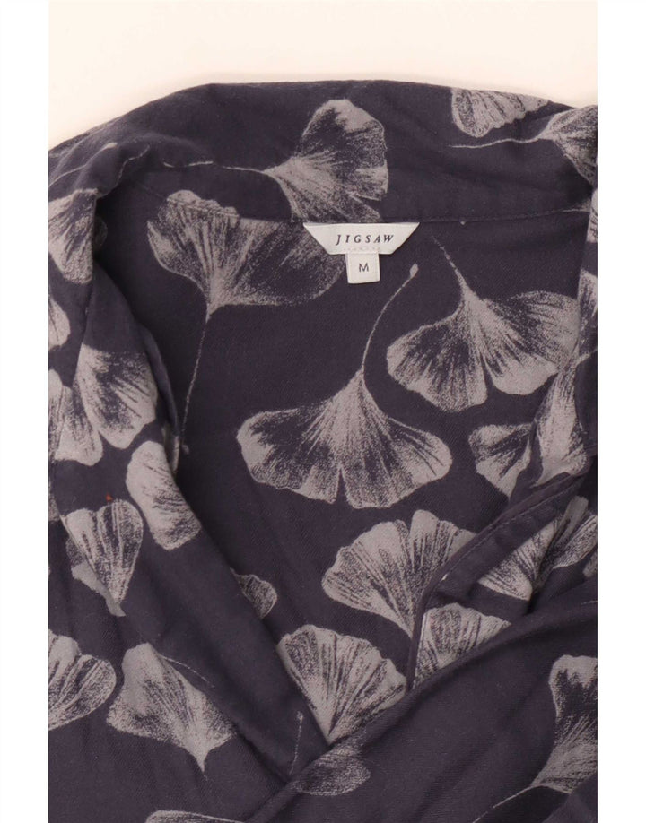 Jigsaw Womens Oversized Shirt Bluse UK 14 Medium Navy Blue Floral
