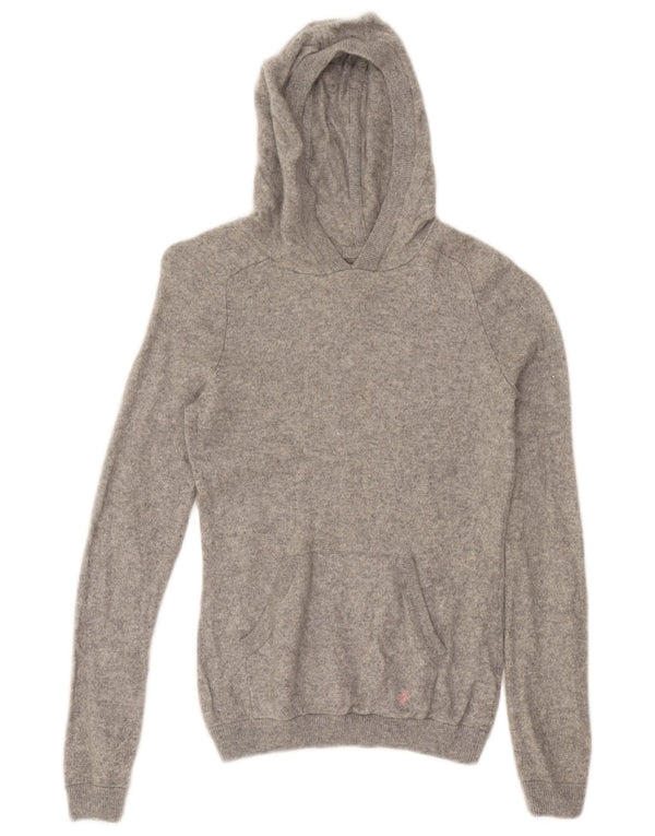 JACK WILLS Dame Crop Hættetrøje UK 12 Medium Grey Cashmere