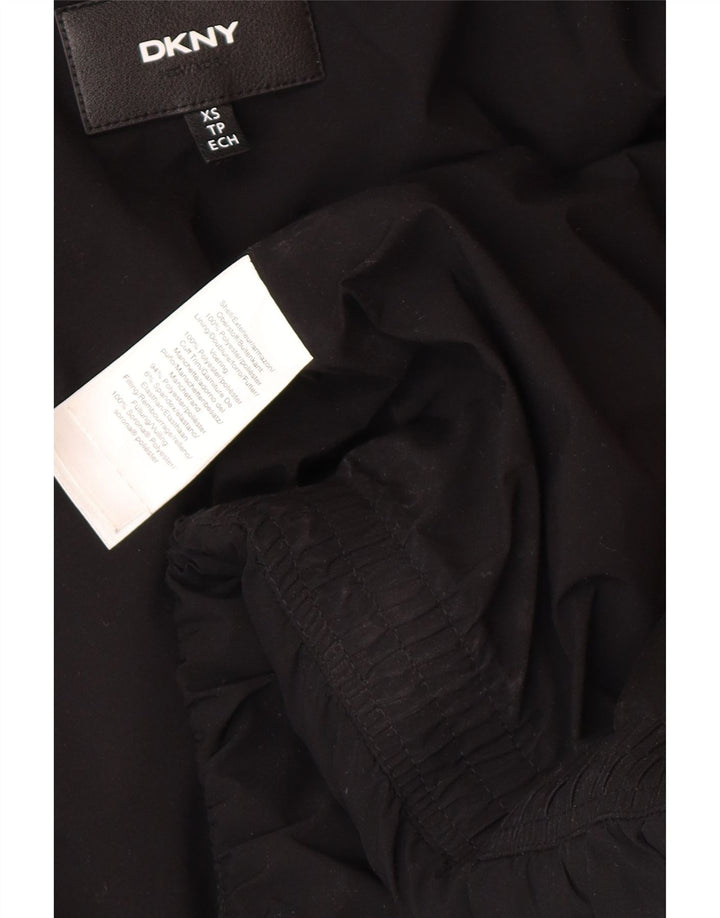 Dkny Dame Hætte Polstret Jakke UK 6 XS Sort Polyester Vinter