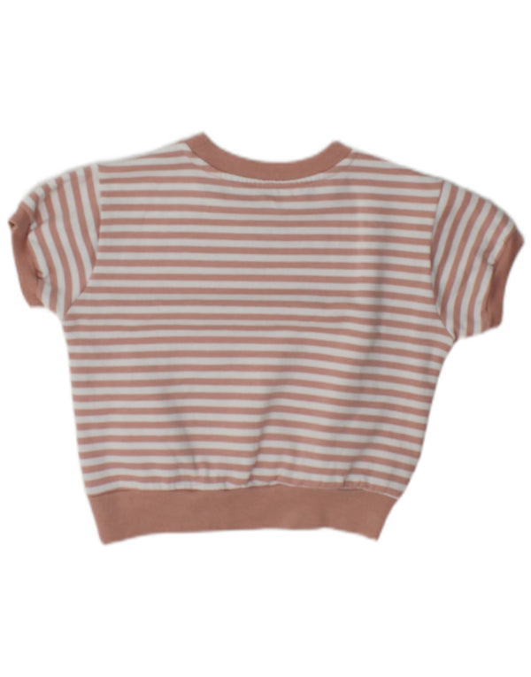 Dkny Pige Kortærmet Sweatshirt Trøje 5-6 År Lyserød Stribet Bomuld