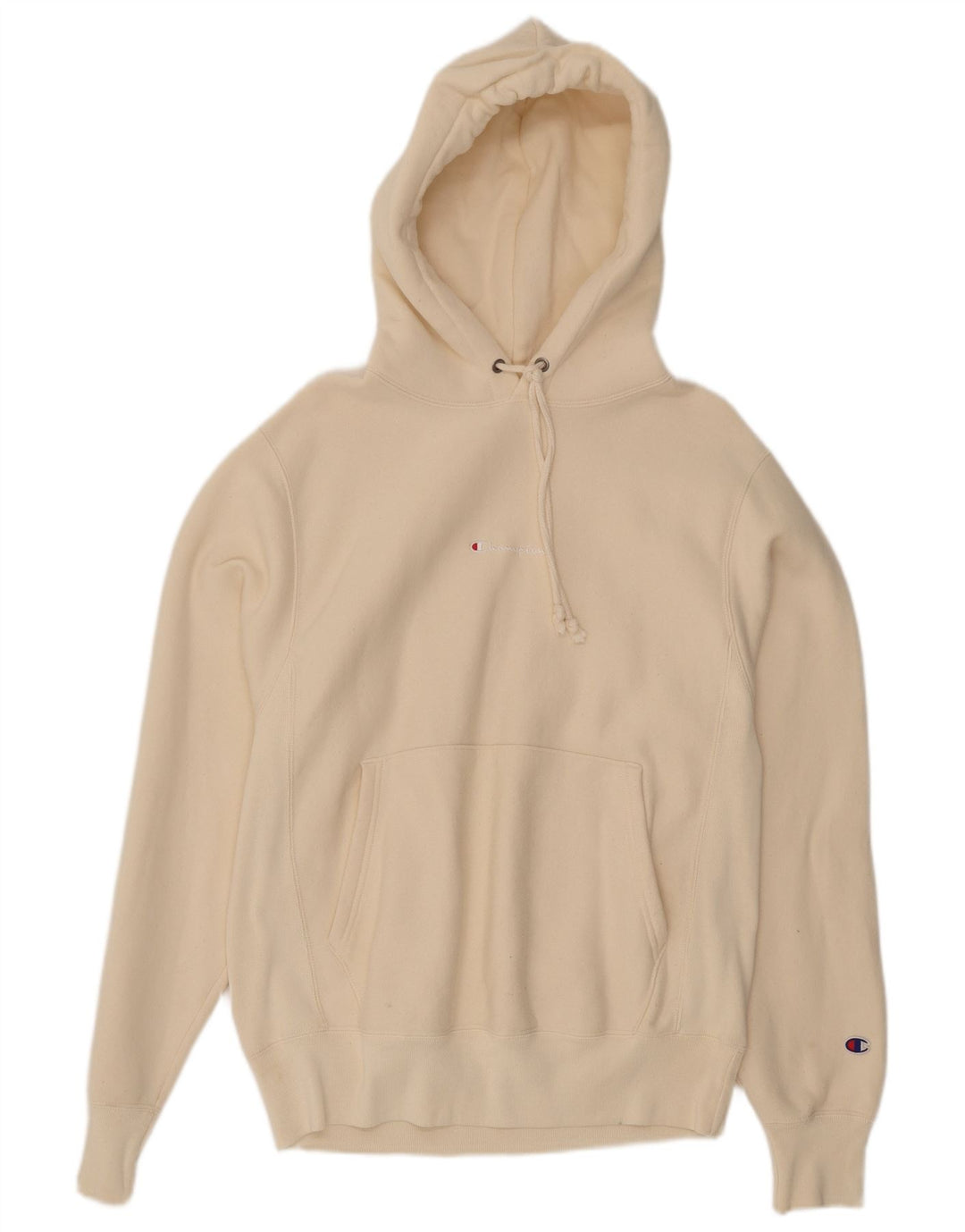 CHAMPION Mens Hoodie Jumper Small White Cotton