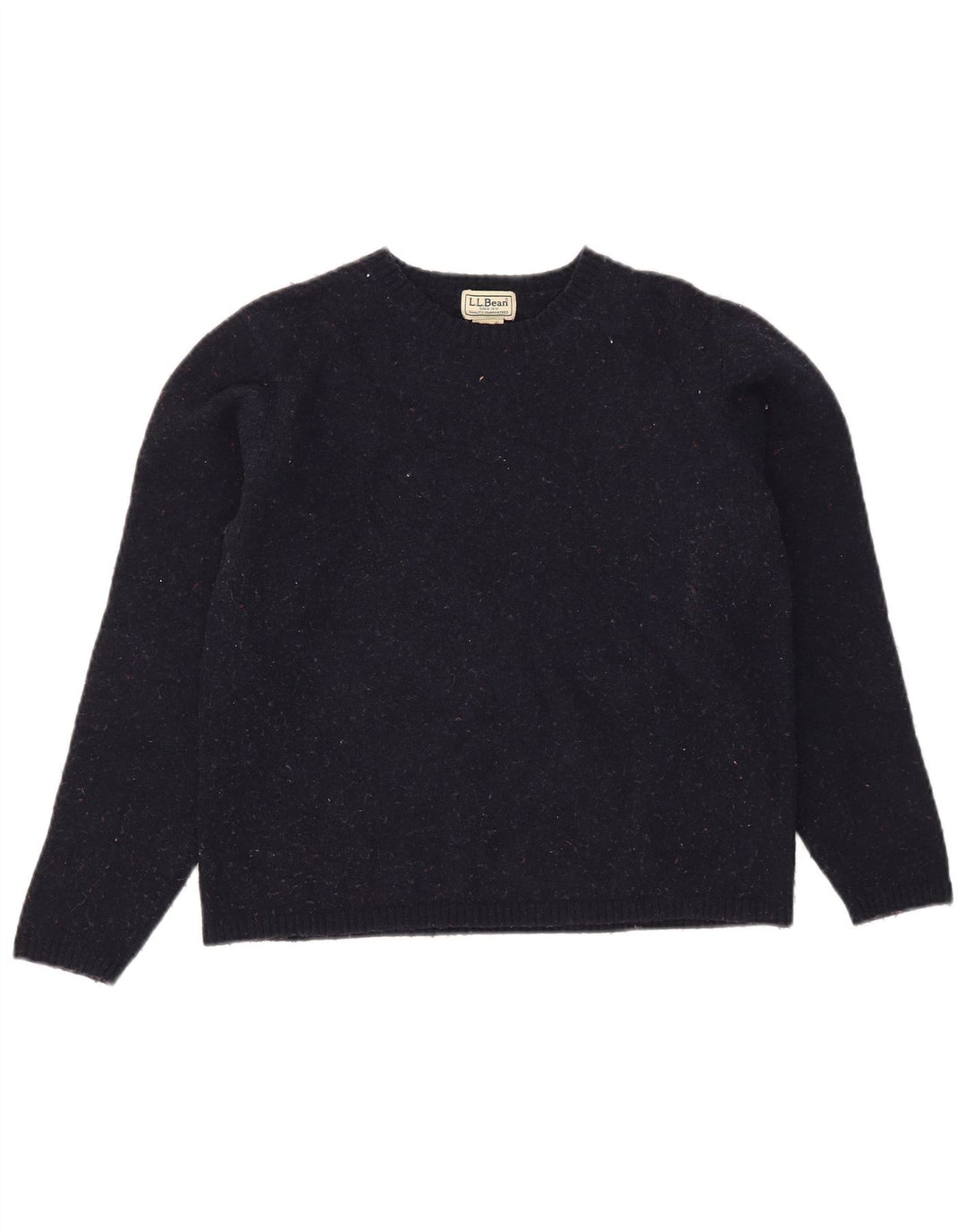 L.L.Bean Dame Boat Neck Jumper Sweater UK 12 Medium Navy Blue Wool