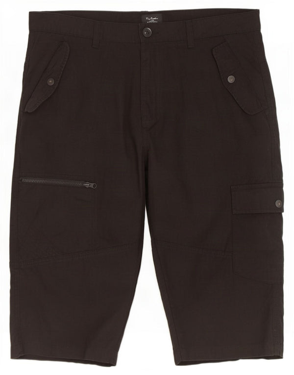 Pierre Cardin Herre Cargo Shorts XL W38 Sort Bomuld