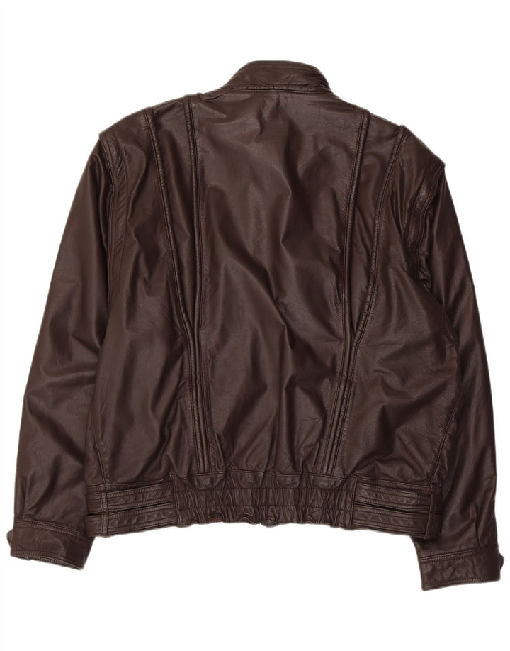 Vintage Herre Bomber Læderjakke EU 54 2XL Brun Læder