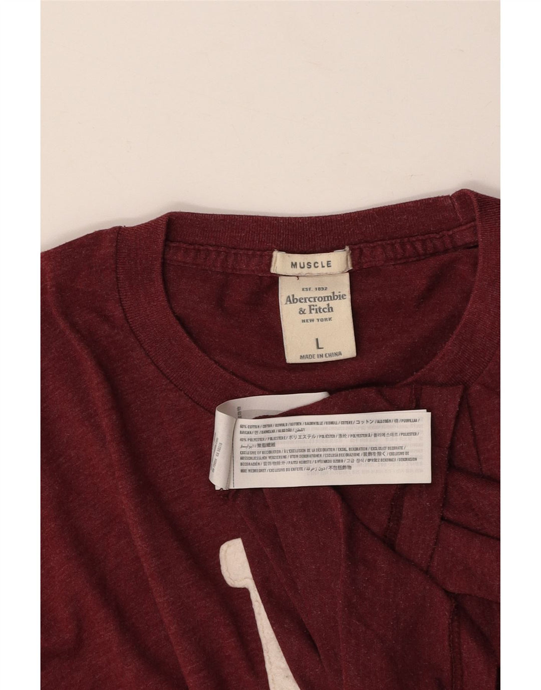 ABERCROMBIE & FITCH Muscle Graphic Top Langærmet Large Burgundy