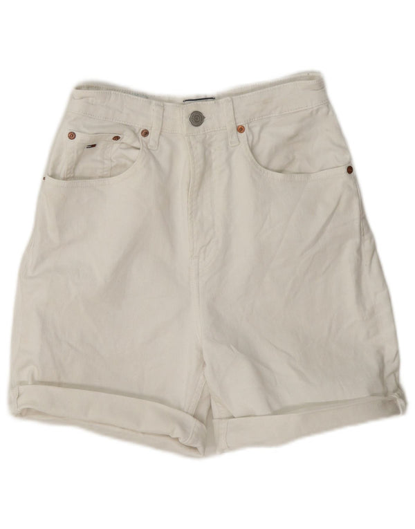 Tommy Hilfiger højtaljede denimshorts til kvinder W25 XS Hvid bomuld