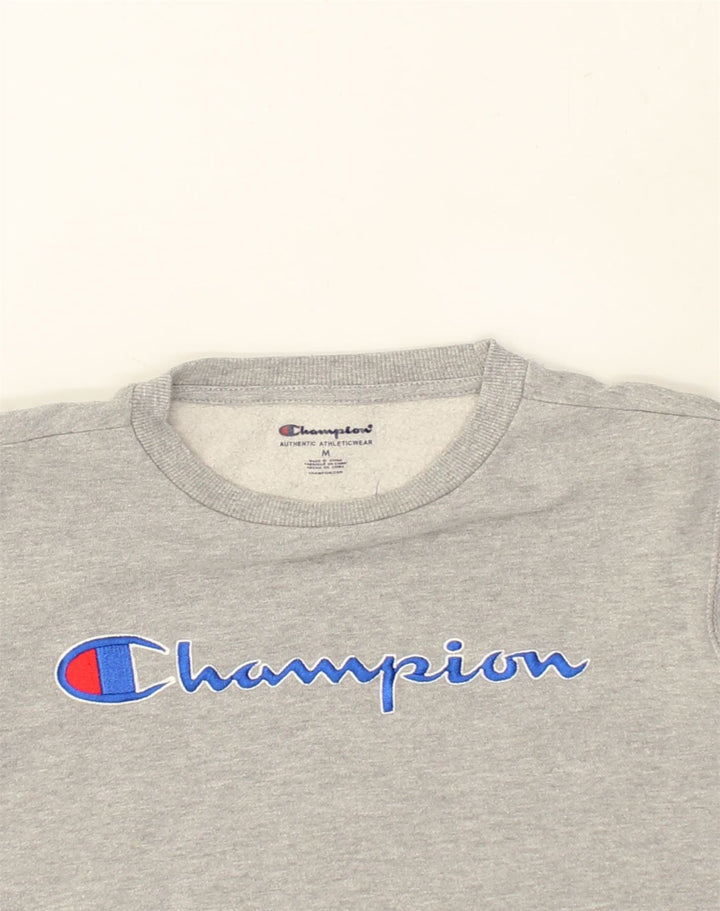 CHAMPION Womens Graphic Sweatshirt Jumper UK 12 Medium Grey Cotton | Vintage Champion | Thrift | Second-Hand Champion | Used Clothing | Messina Hembry 