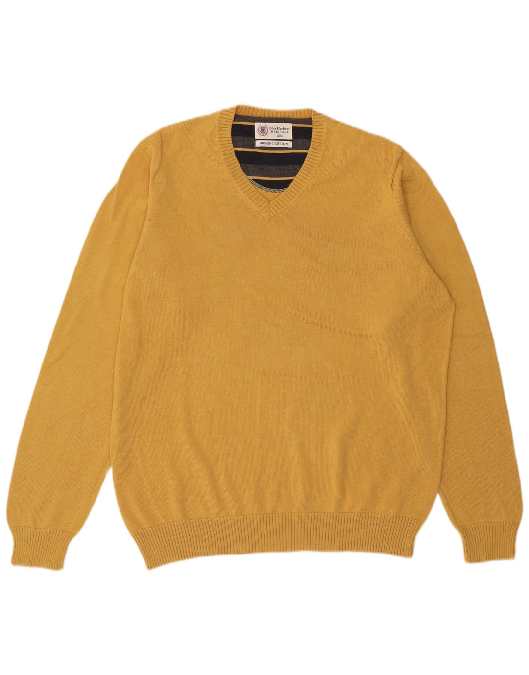 Marks & Spencer Herre Blue Harbor V-hals sweater Stor gul bomuld