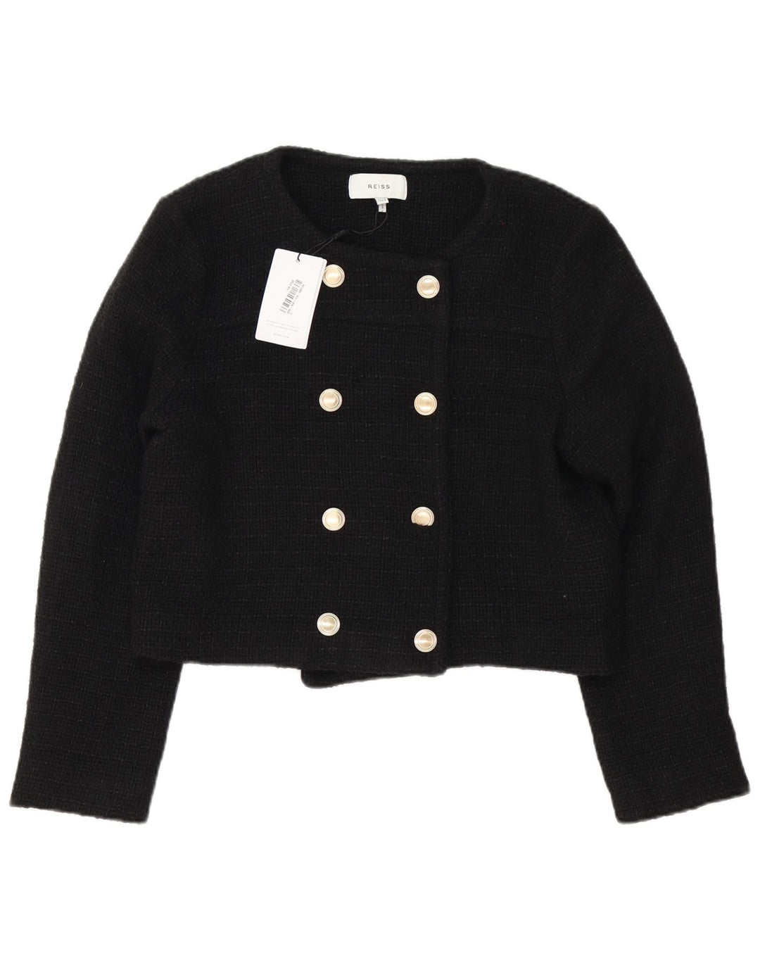 Reiss Dame Dobbeltradet Bolero Jacket UK 12 Medium Sort Akryl