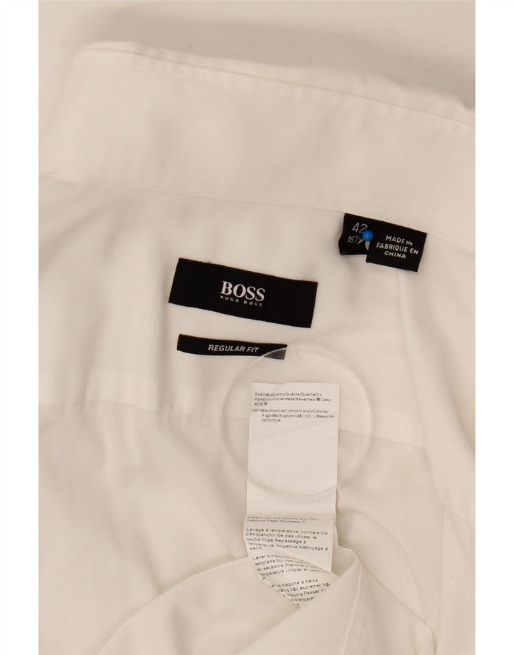 Hugo Boss Herre Regular Fit skjorte str. 16 1/2 42 Stor hvid bomuld
